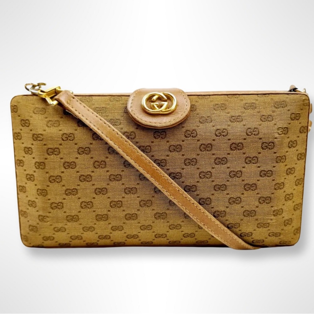 Gucci Brown Vintage Canvas GG Clutch/Shoulder Bag